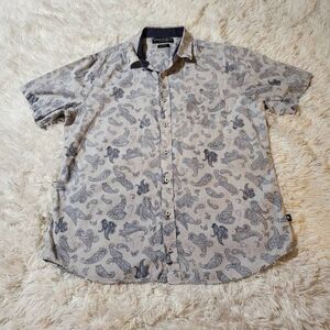 Graham co mens slim fit short sleeve button down print shirt M